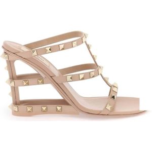 Valentino Garavani, Cut Out Sleehak Muiltjes Met Studs Roze, Dames, Maat:40 EU