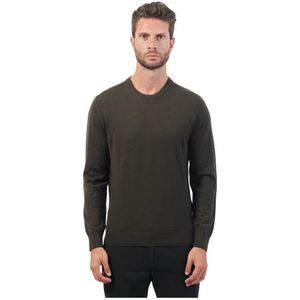 Armani Exchange, Truien, Heren, Groen, L, Wol, Groene Crewneck Sweater Lichtgewicht Gebreid