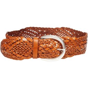 Orciani, Gevlochten leren riem met metalen gesp Bruin, Dames, Maat:80 CM