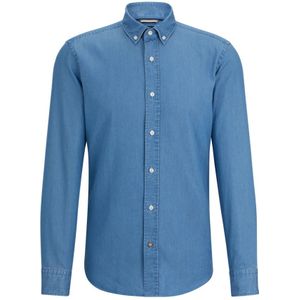 Hugo Boss, Denim Casual Fit Overhemd Blauw, Heren, Maat:XL