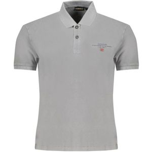 Napapijri, Tops, Heren, Grijs, L, Katoen, Logo Polo Shirt Grijs Katoen Korte mouw