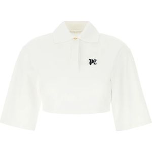 Palm Angels, Tops, Dames, Wit, M, Katoen, Klassieke Polo Shirt voor Mannen