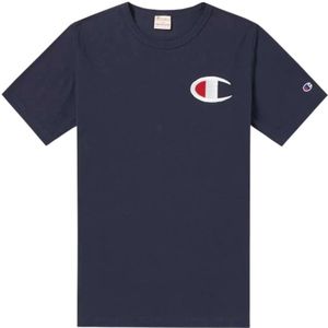 Champion, Tops, Heren, Blauw, S, Katoen, Omgekeerde weefkist C T-shirt