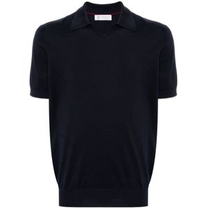 Brunello Cucinelli, Blauwe T-shirts Polos voor heren Blauw, Heren, Maat:XL