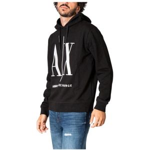 Armani Exchange, Sweatshirts & Hoodies, Heren, Zwart, XL, Heren Zwart Print Sweatshirt