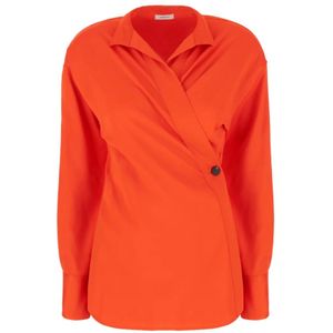 Salvatore Ferragamo, Blouses & Shirts, Dames, Oranje, S, Stijlvolle Overhemden Collectie