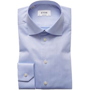 Eton, Lichtblauwe Signature Twill Overhemd Blauw, Heren, Maat:7XL
