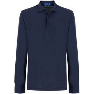 Kiton, Katoenen Polo Shirt, Lange Mouw, Regular Fit Blauw, Heren, Maat:4XL