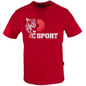 Plein Sport, Tops, Heren, Rood, 2Xl, Katoen, Korte Mouw Ronde Hals Katoenen T-shirt
