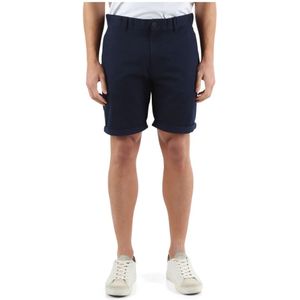 Tommy Jeans, Korte broeken, Heren, Blauw, W33, Katoen, Slim Fit Stretch Katoenen Bermuda Shorts