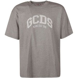 Gcds, Tops, Dames, Grijs, L, Katoen, Casual Logo Loose T-Shirt Vrouwen