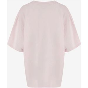 Martine Rose, Tops, Heren, Roze, M, Katoen, Katoenen T-shirt Crew Neck Logo Print