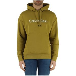 Calvin Klein, Sweatshirts & Hoodies, Heren, Groen, XL, Katoen, Katoenen Hoodie met Logo