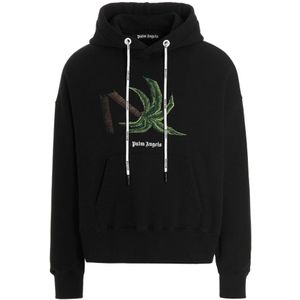 Palm Angels, Geborduurde hoodie Zwart, Heren, Maat:S