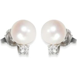 Tiffany & Co. Pre-owned, Pre-owned, Dames, Grijs, ONE Size, Tweed, Pre-owned White Gold earrings