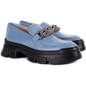 Pollini, Schoenen, Dames, Blauw, 39 EU, Blauwe Loafers