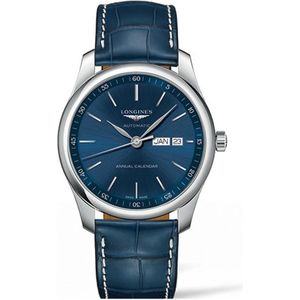 Longines, Accessoires, Dames, Blauw, ONE Size, Automatisch Blauw Wijzerplaat Leren Band Horloge