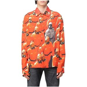 424, Overhemden, Heren, Veelkleurig, XL, Grafische Print Overhemd Lange Mouwen