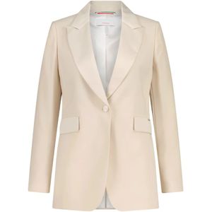 Cinque, Lange Blazer met Satijnen Revers Beige, Dames, Maat:S