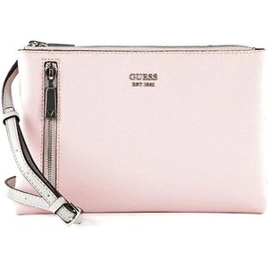 Guess, Tassen, Dames, Roze, ONE Size, Leer, Dubbele Rits Naya Crossbody Tas