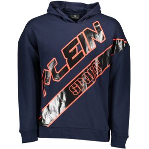 Plein Sport, Sweatshirts & Hoodies, Heren, Blauw, L, Blauwe Crewneck Sweatshirt met Print Logo