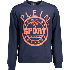 Plein Sport, Sweatshirts & Hoodies, Heren, Blauw, L, Katoen, Blauwe Katoenen Trui met Print