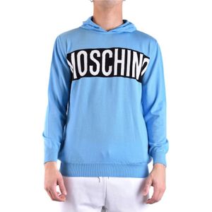 Moschino, Sweatshirts & Hoodies, Heren, Blauw, S, Gezellige Gebreide Hoodie
