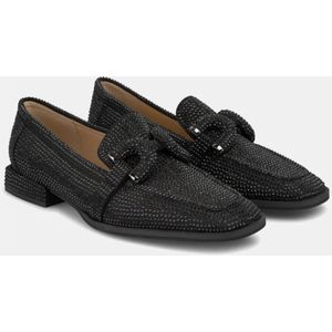 Alma EN Pena, Schoenen, Dames, Zwart, 36 EU, Glitter Moccasin met Square Toe