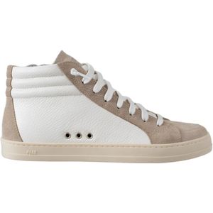 P448, Schoenen, Dames, Beige, 36 EU, Leer, Witte leren skatesneaker met rits