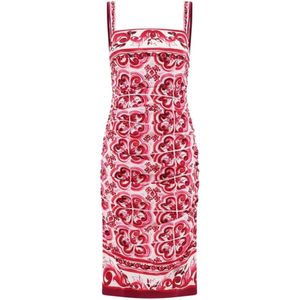 Dolce & Gabbana, Kleedjes, Dames, Roze, S, Roze Zijden Jurk met Achterkant Rits