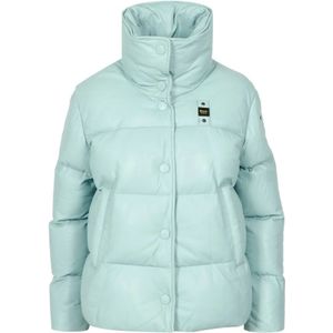 Blauer, Nylon Gewatteerde Jas met Hoge Kraag Blauw, Dames, Maat:S