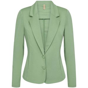 Soyaconcept, Vrouwelijke Groene Blazer met Reverskraag Groen, Dames, Maat:S