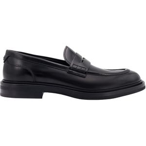 Dolce & Gabbana, Schoenen, Heren, Zwart, 42 EU, Leer, Zwarte Loafer Schoenen met Metalen Monogram