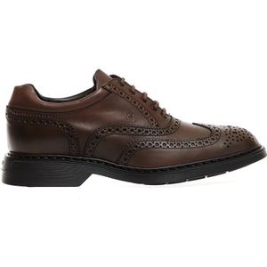 Hogan, Schoenen, Heren, Bruin, 40 1/2 EU, Leer, Bruine Leren Brogue Schoenen - Maat 39