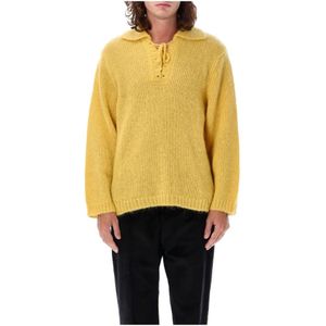 Bode, Gele Gebreide Trui Alpine Pullover Geel, Heren, Maat:M