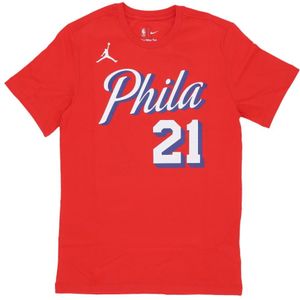 Jordan, Tops, Heren, Rood, XS, Joel Embiid Statement Tee