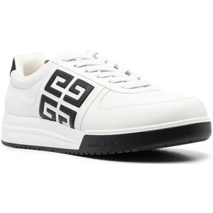 Givenchy, Schoenen, Heren, Wit, 41 EU, Leer, Witte lage leren sneakers met 4G-logo