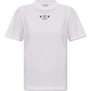 Off White, Tops, Dames, Wit, XS, Katoen, T-shirt met paisley motief