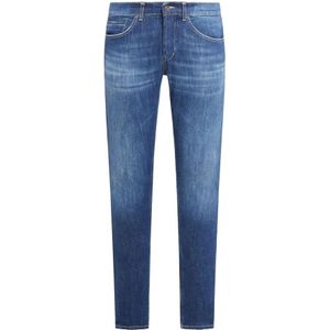 Dondup, Skinny Fit Blauwe Denim Jeans Blauw, Heren, Maat:W32
