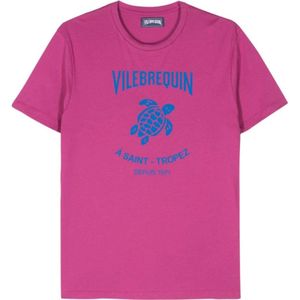 Vilebrequin, Tops, Heren, Roze, L, Katoen, Gewassen Festival Fuchsia T-Shirt