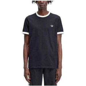 Fred Perry, Retro Ringer T-Shirt Zwart, Heren, Maat:2XL