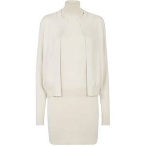 Fendi, Truien, Dames, Beige, S, Wol, Elegante Wol Gebreide Cardigan