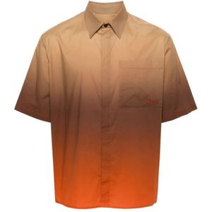 Msgm, Overhemden, Heren, Oranje, XL, Korte Mouw Shirt 23