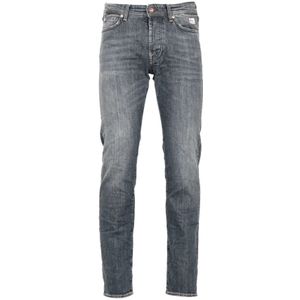 Roy Roger's, Jeans, Heren, Grijs, W31, Denim, Zwarte denim jeans met contraststiksels
