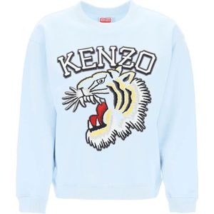 Kenzo, Sweatshirts & Hoodies, Dames, Blauw, XL, Katoen, Tiger Varsity Crew-Neck Sweatshirt