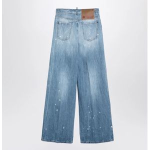 Dsquared2, Jeans, Dames, Blauw, S, Denim, Palazzo Stijl Denim Jeans