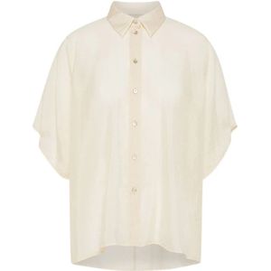 Momoni, Blouses & Shirts, Dames, Beige, L, Zijden Shirt Brooklyn Stijl