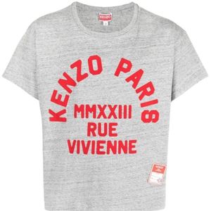 Kenzo, Logo-Print Korte Mouw T-Shirt in Grijs Grijs, Heren, Maat:L