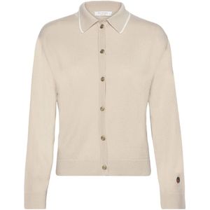 Busnel, Angelika Beige Cardigan met Gouden Knopen Beige, Dames, Maat:M