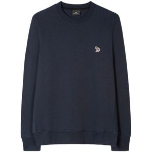 Paul Smith, Sweatshirts & Hoodies, Heren, Blauw, XL, Katoen, Donkerblauwe Zebra Logo Sweatshirt O-Neck